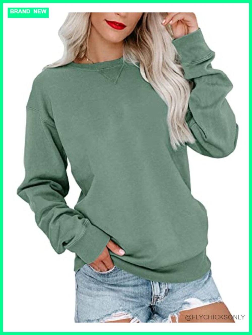 Womens Casual Long Sleeve Crew Neck Pullover Relaxed Fit Sweatshirt